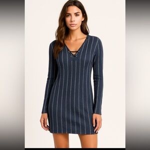 Striped Navy Blue long sleeve dress or tunic women size XL from Nordstrom soft